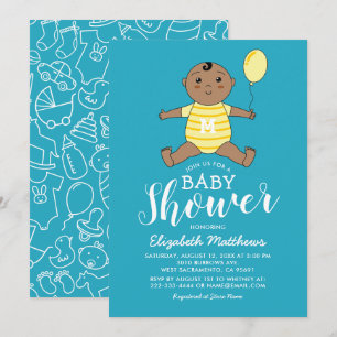 Invitación Baby Shower de un lindo niño afroamericano
