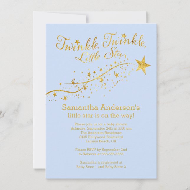 Invitación Baby Shower de un niño pequeño estrella (Anverso)