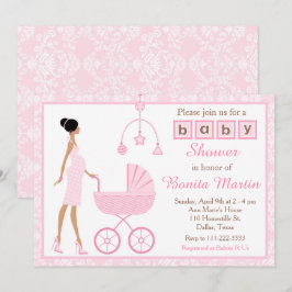 Invitación Baby Shower de una mujer afroamericana damáscara r