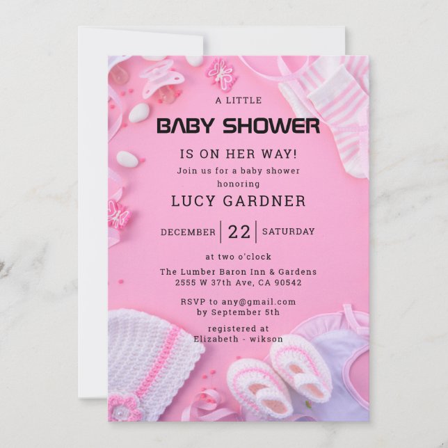 Invitación Baby Shower De Una Niña Pequeña (Anverso)