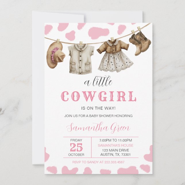 Invitación Baby Shower de una niña pequeña (Anverso)