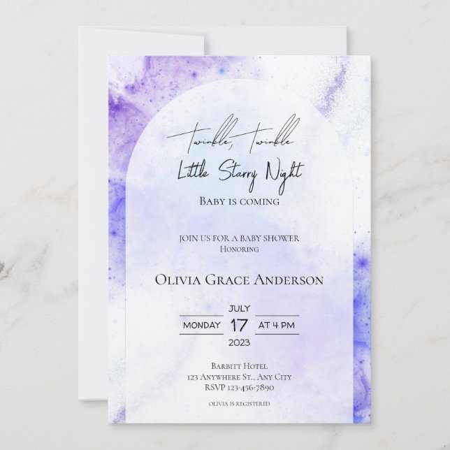 Invitación Baby Shower de una noche estrepitosa (Anverso)