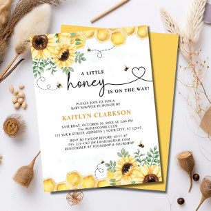 Invitación Baby Shower de una pequeña miel de girasol