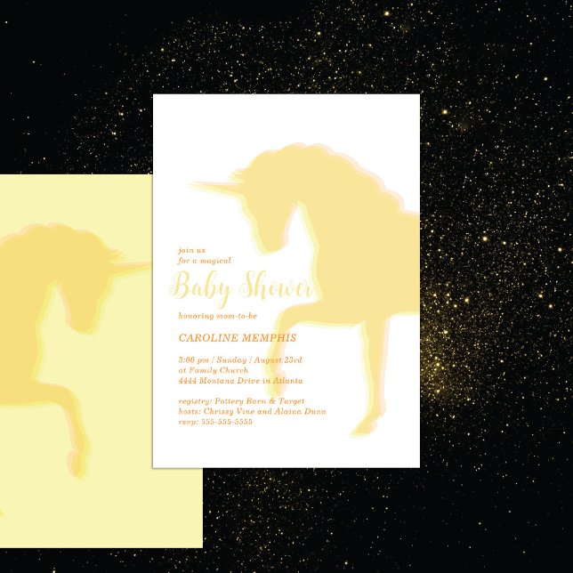 Invitación Baby Shower de unicornio amarillo picante mágico (Subido por el creador)