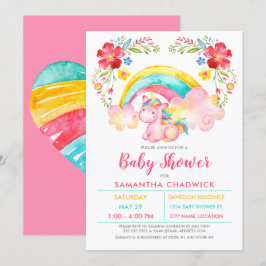 Invitación Baby Shower de unicornio mágico de chicas