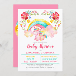 Invitación Baby Shower de unicornio mágico de chicas