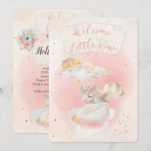Baby Shower de unicornio rosa de color de agua mág