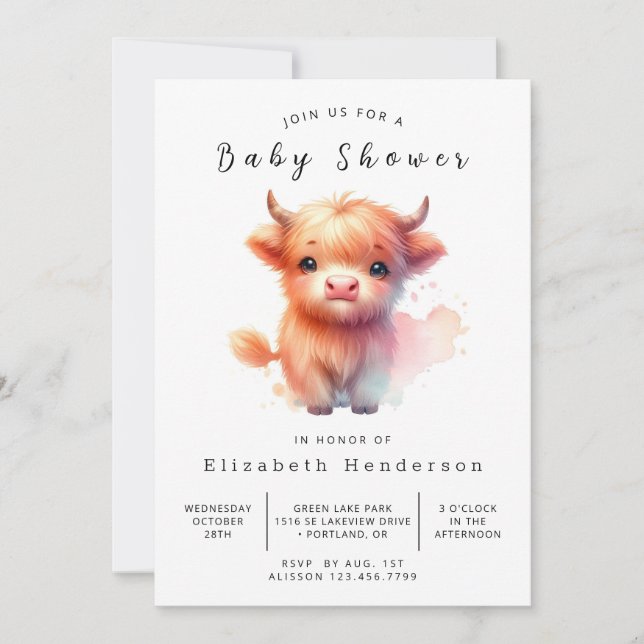 Invitación Baby Shower de vaca blanca simple encantada (Anverso)