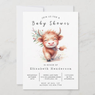 Invitación Baby Shower de vaca clásica de diversión impresa
