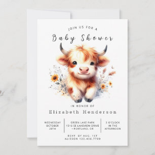 Invitación Baby Shower de vaca con reconocimiento de animales