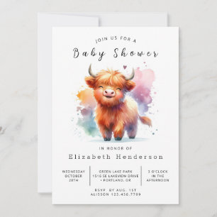 Invitación Baby Shower de vaca de Whimsy para animales impres