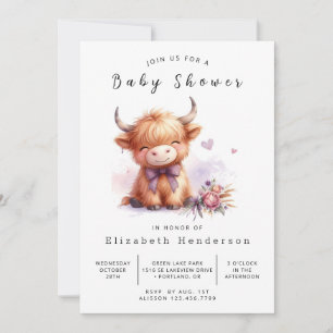 Invitación Baby Shower de vaca feliz de animal digital