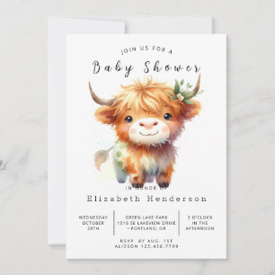 Invitación Baby Shower de vaca feliz para bohemias
