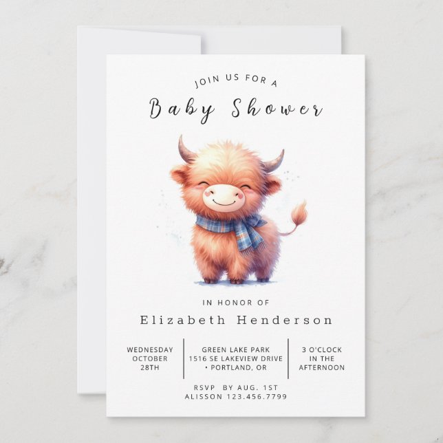 Invitación Baby Shower de vaca simple feliz (Anverso)