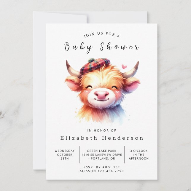 Invitación Baby Shower de vaca Whimsical Moderno y Editable (Anverso)