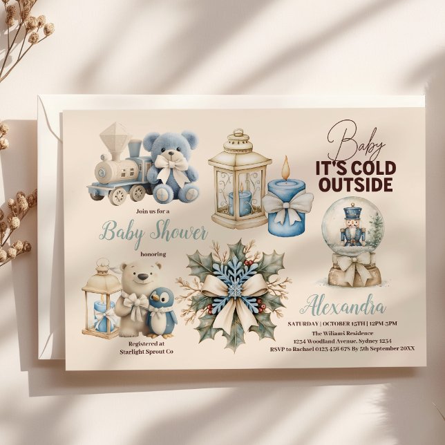 Invitación Baby Shower de vacaciones de Navidades azules de i (Subido por el creador)