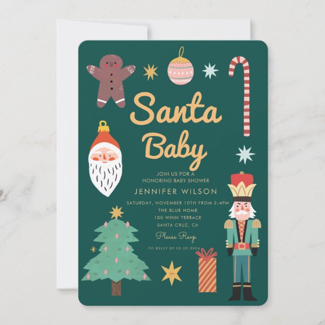 Invitación Baby Shower de vacaciones para Navidades bebés de  (Anverso)