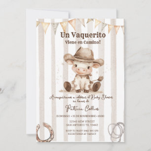 Invitación Baby Shower de vaquerito vaquero hispano occidenta