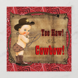 Invitación Baby Shower de Vaquero con Bandana Roja