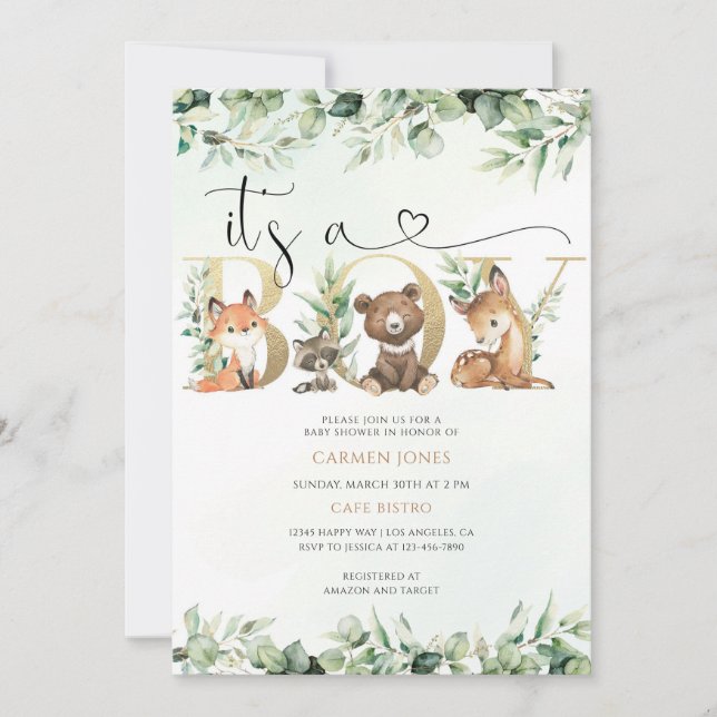 Invitación Baby Shower de Vegetación (Anverso)