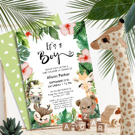 Invitación Baby Shower de vegetación tropical de Boy Jungle S