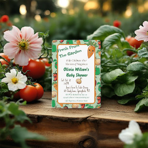 Invitación Baby Shower de Vegetales Sonrientes
