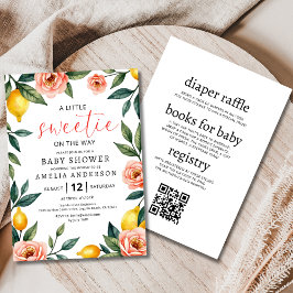Invitación Baby Shower de verano con flores de cítricos limón