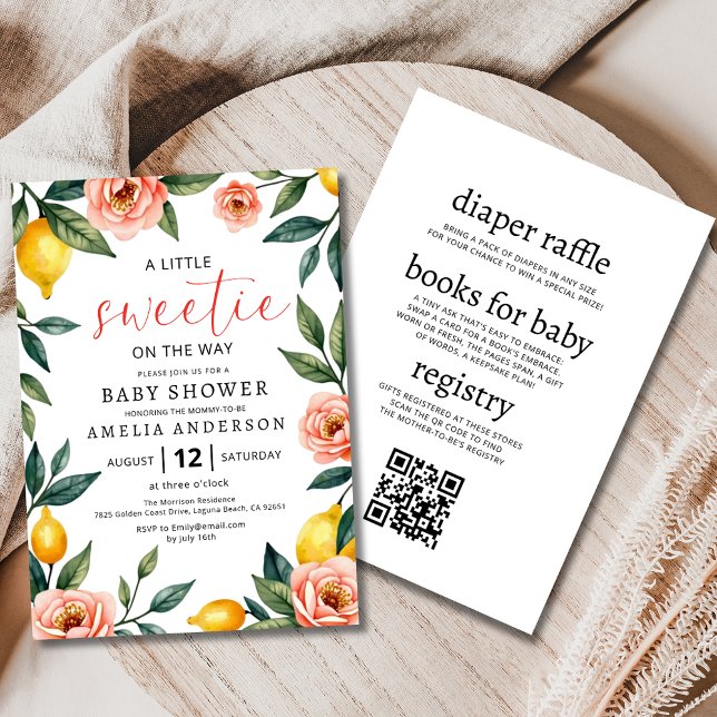 Invitación Baby Shower de verano con flores de cítricos limón (Subido por el creador)