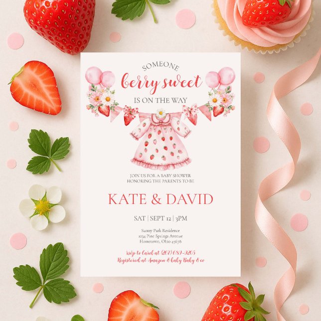 Invitación Baby Shower de verano de fresa (Subido por el creador)
