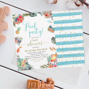 Invitación Baby Shower de verano de verano de acuarela tropic