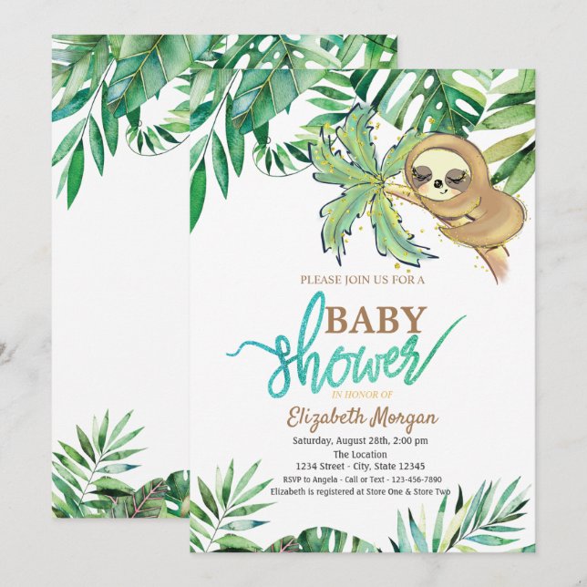 Invitación Baby Shower de verano para el eslómetro acuático (Anverso / Reverso)