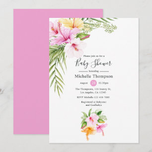 Invitación Baby Shower de verano tropical floral