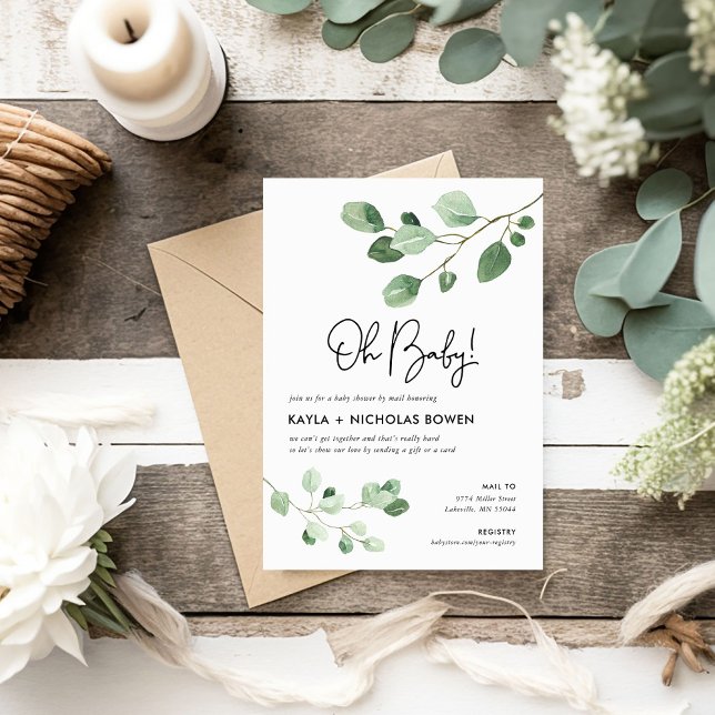 Invitación Baby Shower de verde moderno por correo (Subido por el creador)