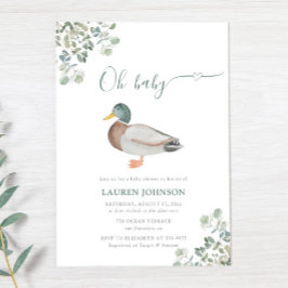 Invitación Baby Shower de verde neutra de género