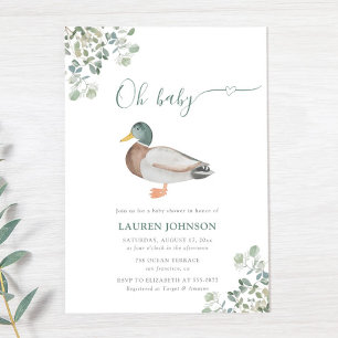Invitación Baby Shower de verde neutra de género