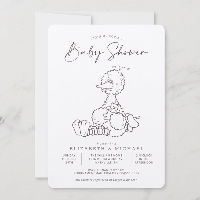 Invitación Baby Shower de Viñeta Big Bird (Anverso)
