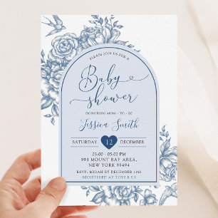 Invitación Baby Shower de vintage de la serie Chinoiserie azu