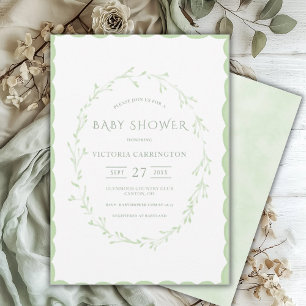 Invitación Baby Shower de vintage de marco de vieira verde