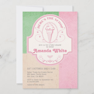 Invitación Baby Shower de Vintage Ice Cream Scoop Retro de lo