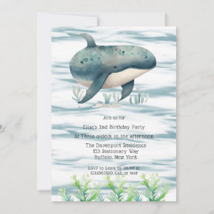 Invitación Baby Shower de Watercolor Blue Whale Boy