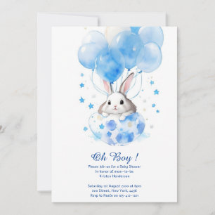 Invitación Baby Shower de Watercolor Bunny Boy