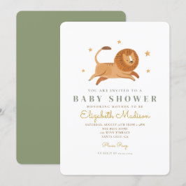 Invitación Baby Shower de Watercolor Cute Lion Kin