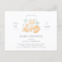 Invitación Baby Shower de Watercolor Fox