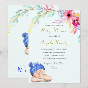 Invitación Baby Shower de Watercolor Funny Cute Bo