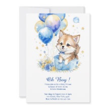Invitación Baby Shower de Watercolor Gray Wolf Pup