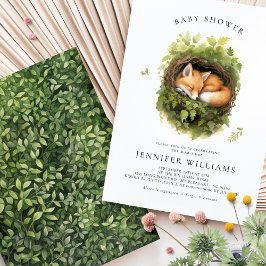 Invitación Baby Shower de Watercolor Sleeping Fox