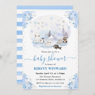 Invitación Baby Shower de Watercolor Winter Arctic Animals