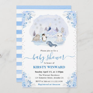 Invitación Baby Shower de Watercolor Winter Arctic Animals