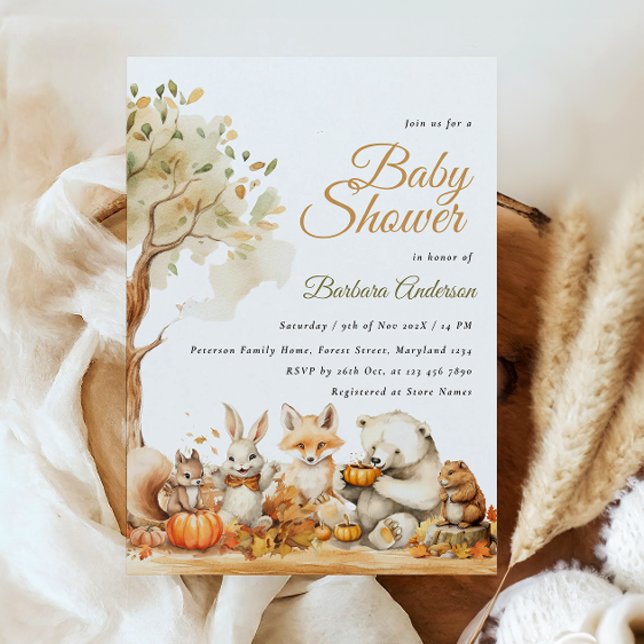 Invitación Baby Shower de Watercolor Woodland Animals (Subido por el creador)
