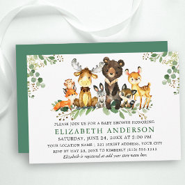 Invitación Baby Shower de Watercolor Woodland Animals
